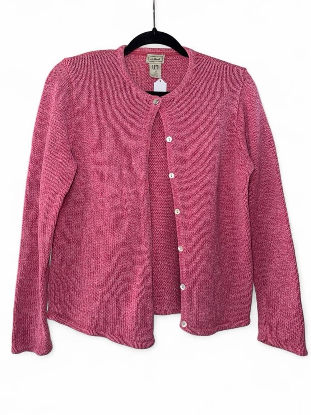 Vintage L.L. Bean pink button down cardigan sweater size medium